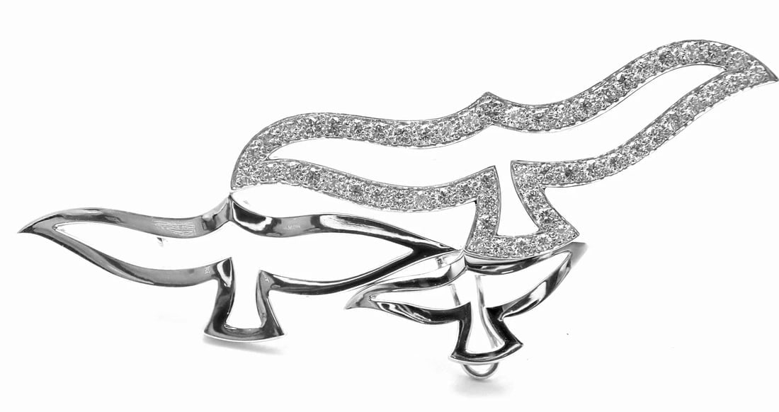 Rare! Authentic Cartier Bird 18k White Gold Diamond Pendant Pin Brooch - 6