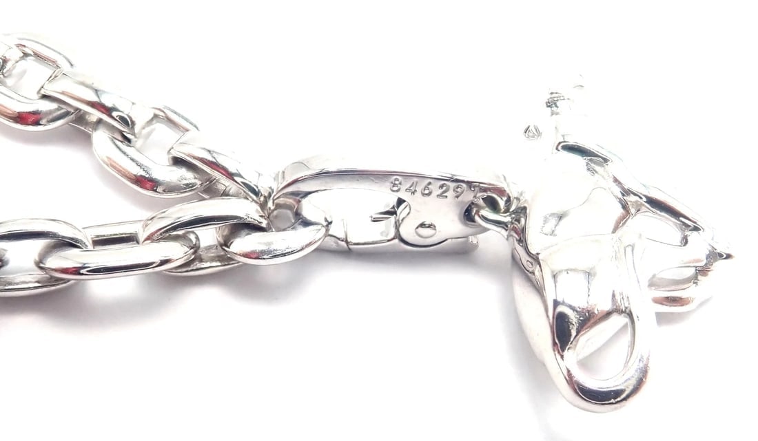 Authentic Cartier 18k White Gold 4 Charm Panther Airplane Love Box Link Bracelet - 9