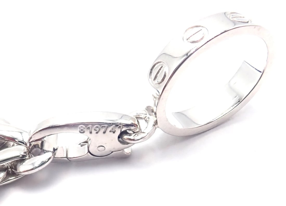 Authentic Cartier 18k White Gold 4 Charm Panther Airplane Love Box Link Bracelet - 5