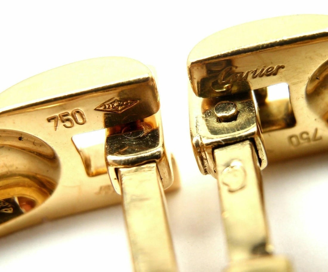 Authentic! Cartier Panthere Maillon 18k Yellow Gold Stirrup Cufflinks - 9