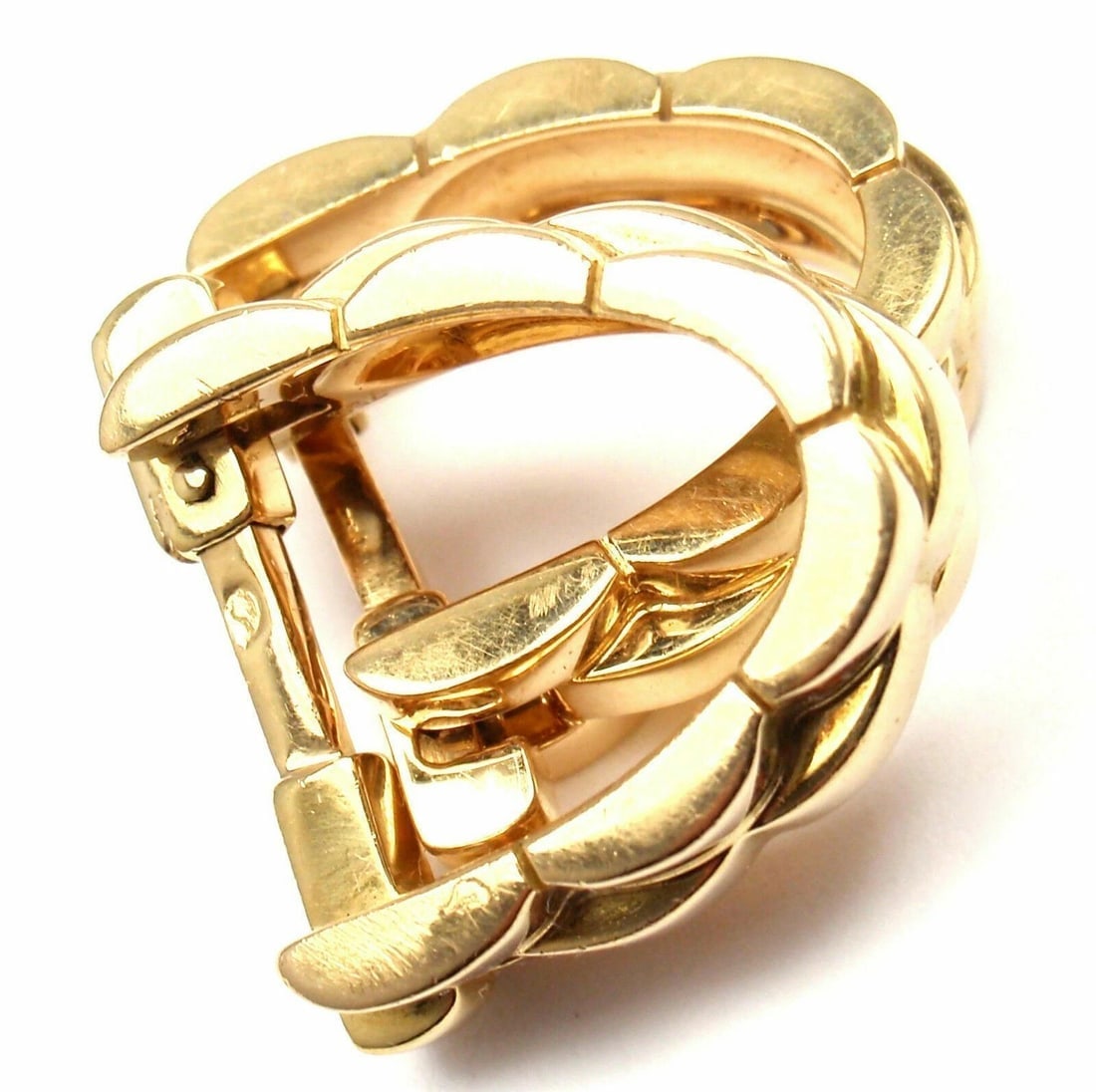 Authentic! Cartier Panthere Maillon 18k Yellow Gold Stirrup Cufflinks - 10
