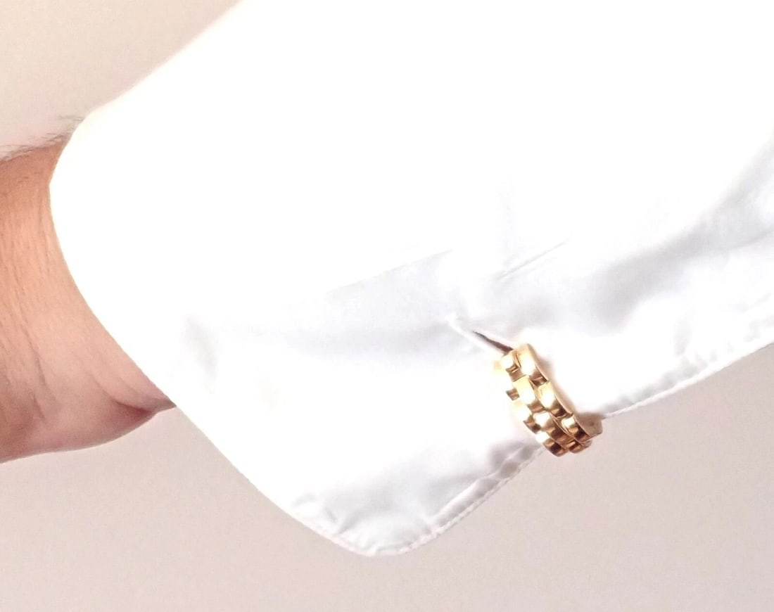 Authentic! Cartier Panthere Maillon 18k Yellow Gold Stirrup Cufflinks - 11