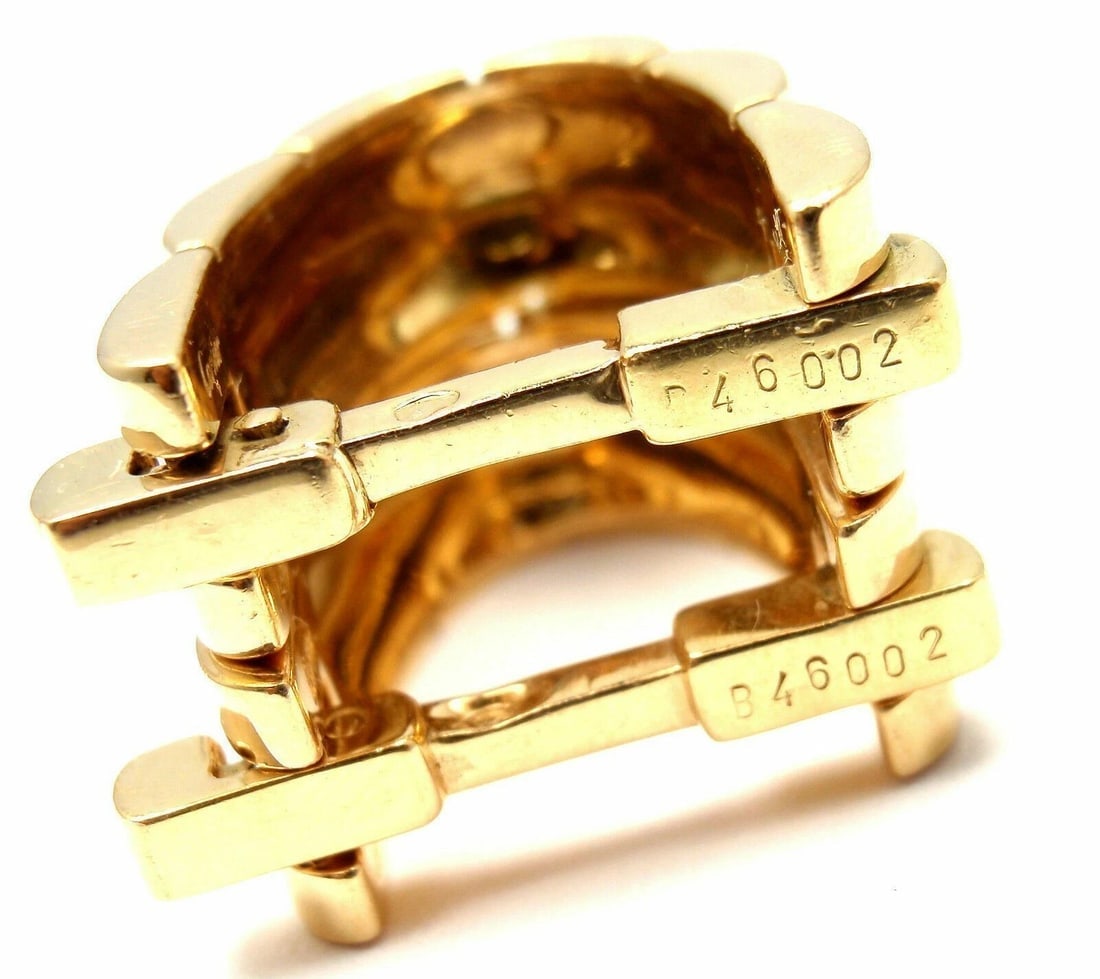 Authentic! Cartier Panthere Maillon 18k Yellow Gold Stirrup Cufflinks - 5