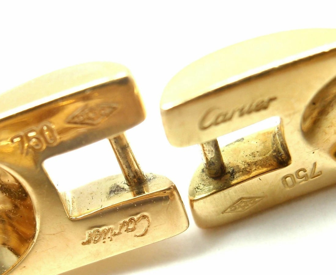 Authentic! Cartier Panthere Maillon 18k Yellow Gold Stirrup Cufflinks - 8