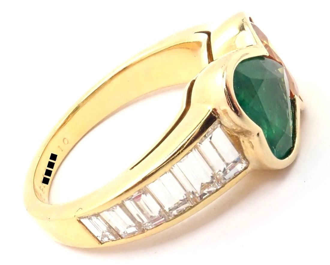 Authentic Van Cleef & Arpels 18k Gold Diamond Emerald Yellow Sapphire Ring Paper - 4