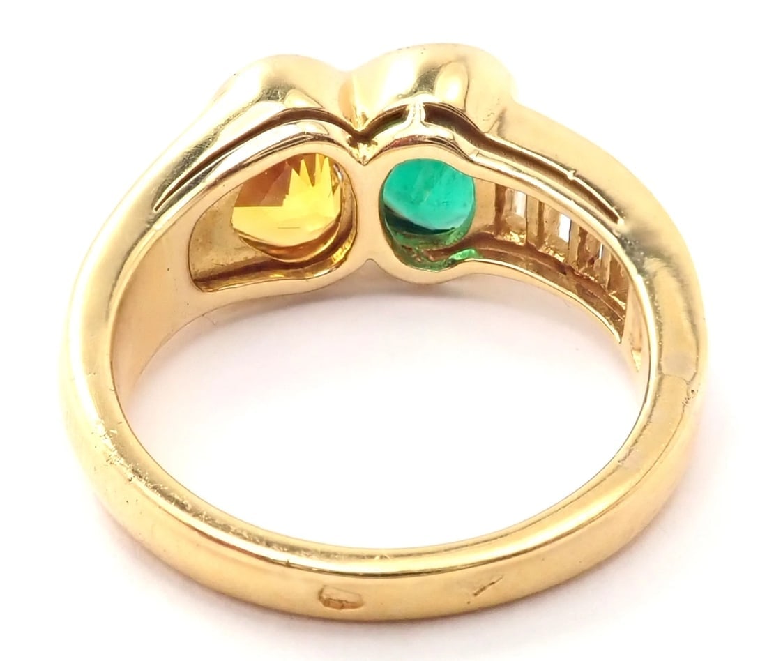Authentic Van Cleef & Arpels 18k Gold Diamond Emerald Yellow Sapphire Ring Paper - 5
