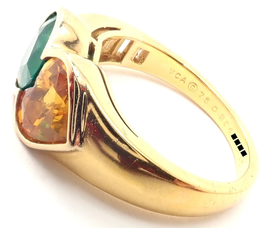 Authentic Van Cleef & Arpels 18k Gold Diamond Emerald Yellow Sapphire Ring Paper - 6