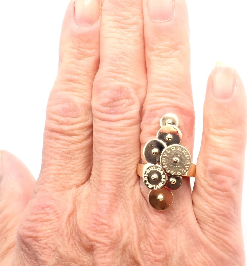 Authentic! Bvlgari Bulgari Cicladi 18k Yellow Gold Large Ring - 10