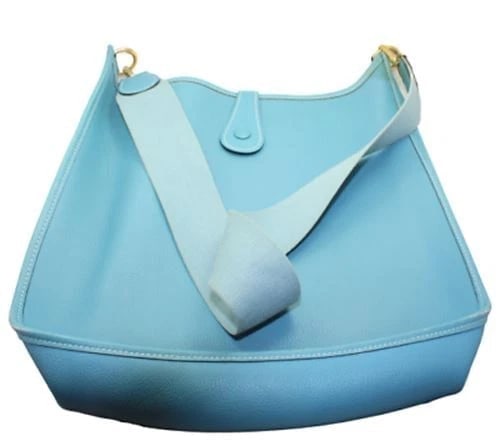 Authentic! Hermes Evelyne Blue Jean Clemence Leather GM Handbag Purse - 6