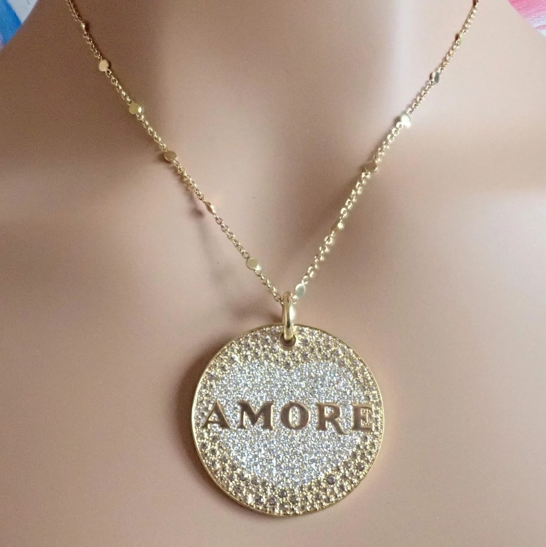 Pasquale Bruni 18k Yellow Gold Large Diamond + Sapphire Amore Pendant Necklace - 12