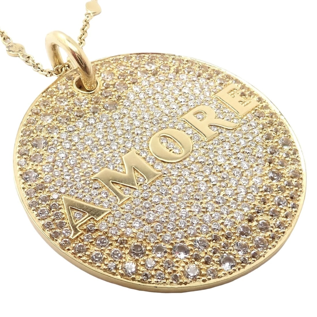Pasquale Bruni 18k Yellow Gold Large Diamond + Sapphire Amore Pendant Necklace - 15