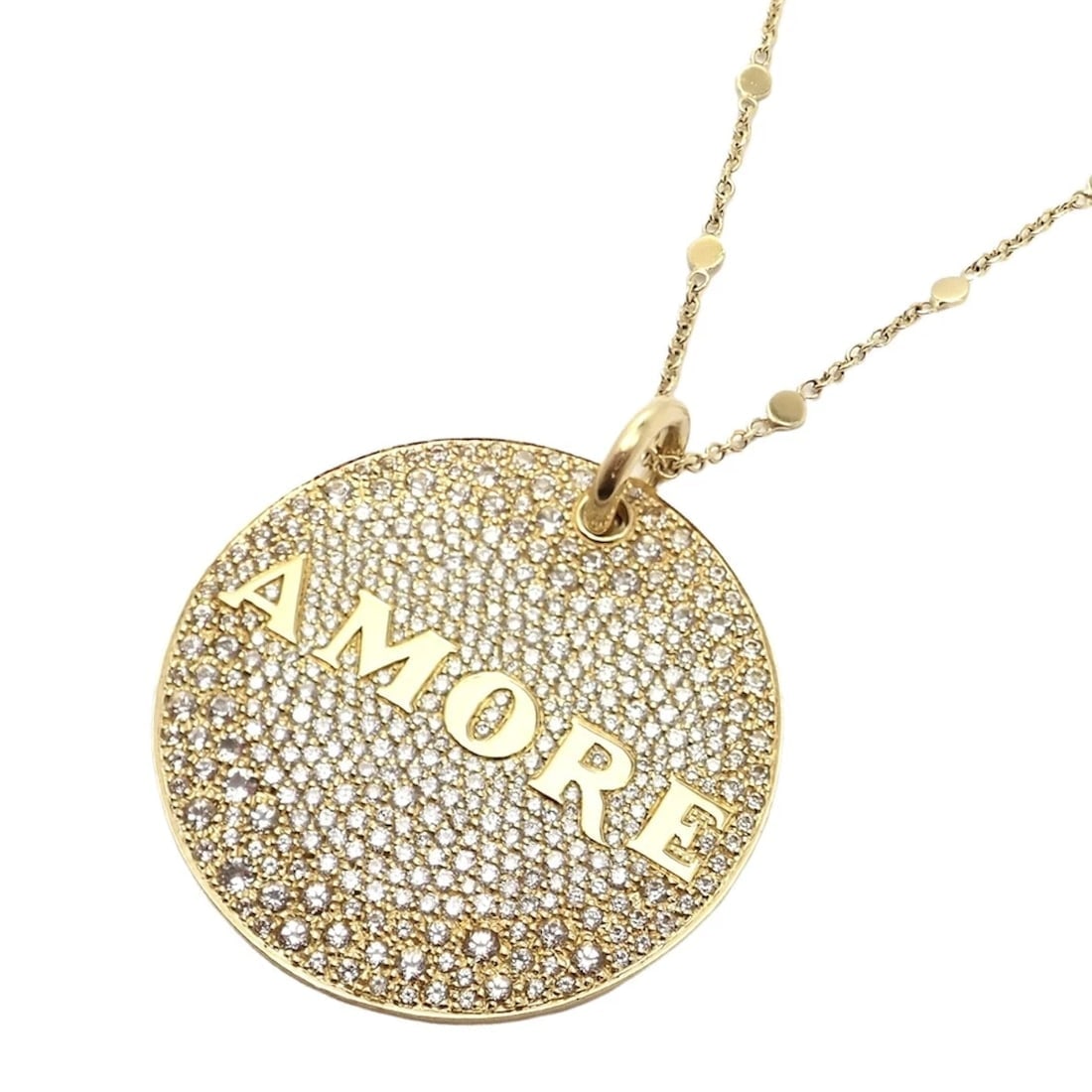 Pasquale Bruni 18k Yellow Gold Large Diamond + Sapphire Amore Pendant Necklace - 17