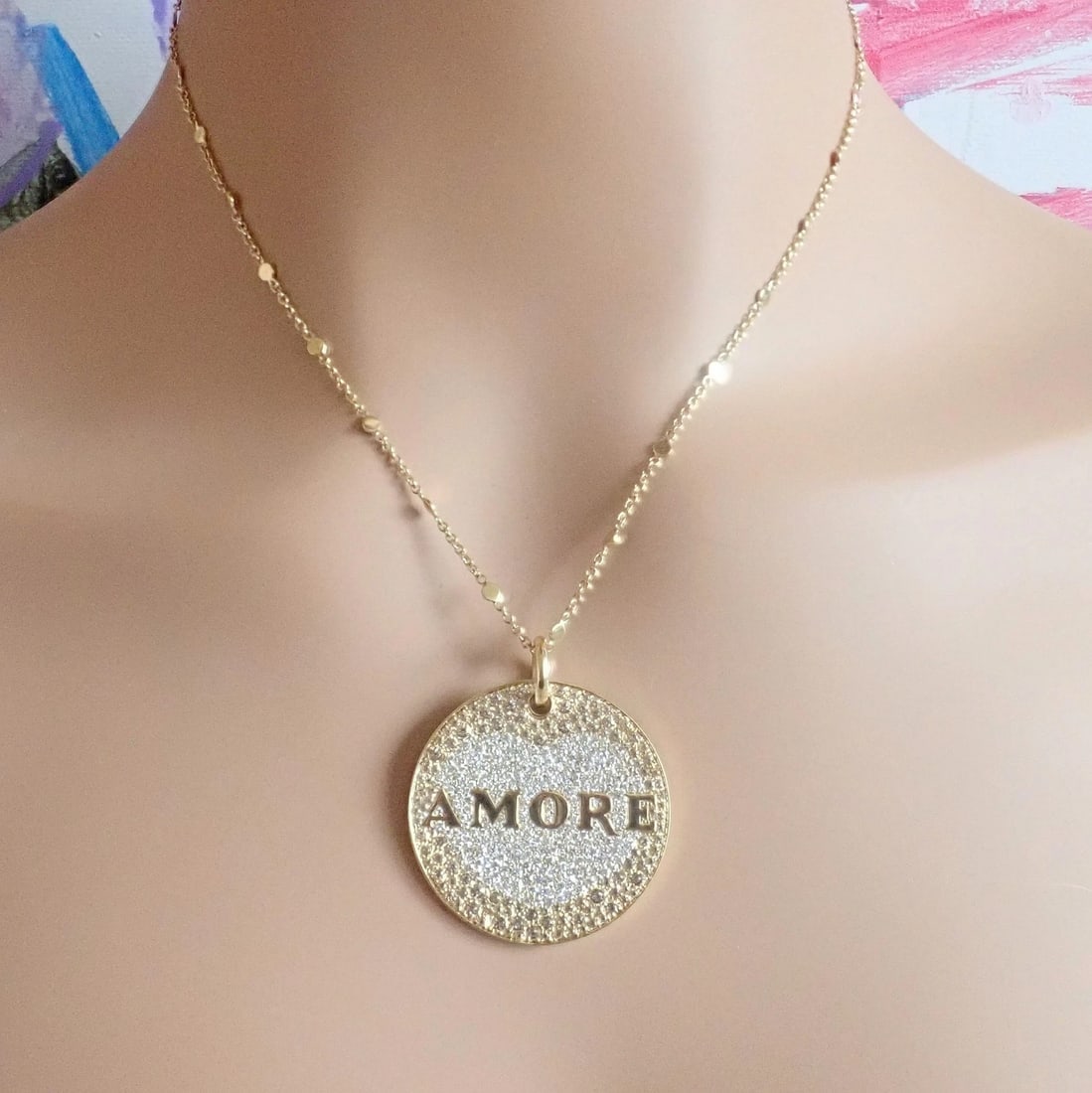 Pasquale Bruni 18k Yellow Gold Large Diamond + Sapphire Amore Pendant Necklace - 5
