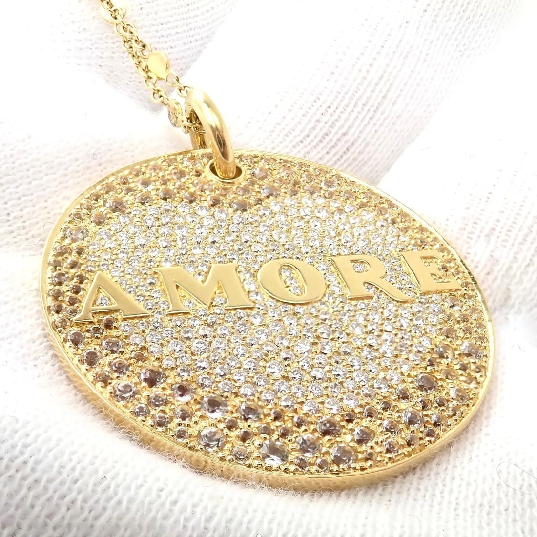 Pasquale Bruni 18k Yellow Gold Large Diamond + Sapphire Amore Pendant Necklace - 8