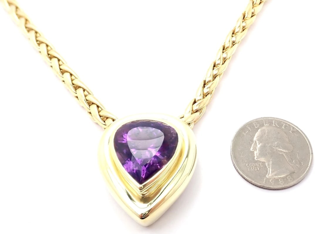 Authentic! Tiffany & Co Paloma Picasso 18k Gold Large Amethyst Pendant Necklace - 4