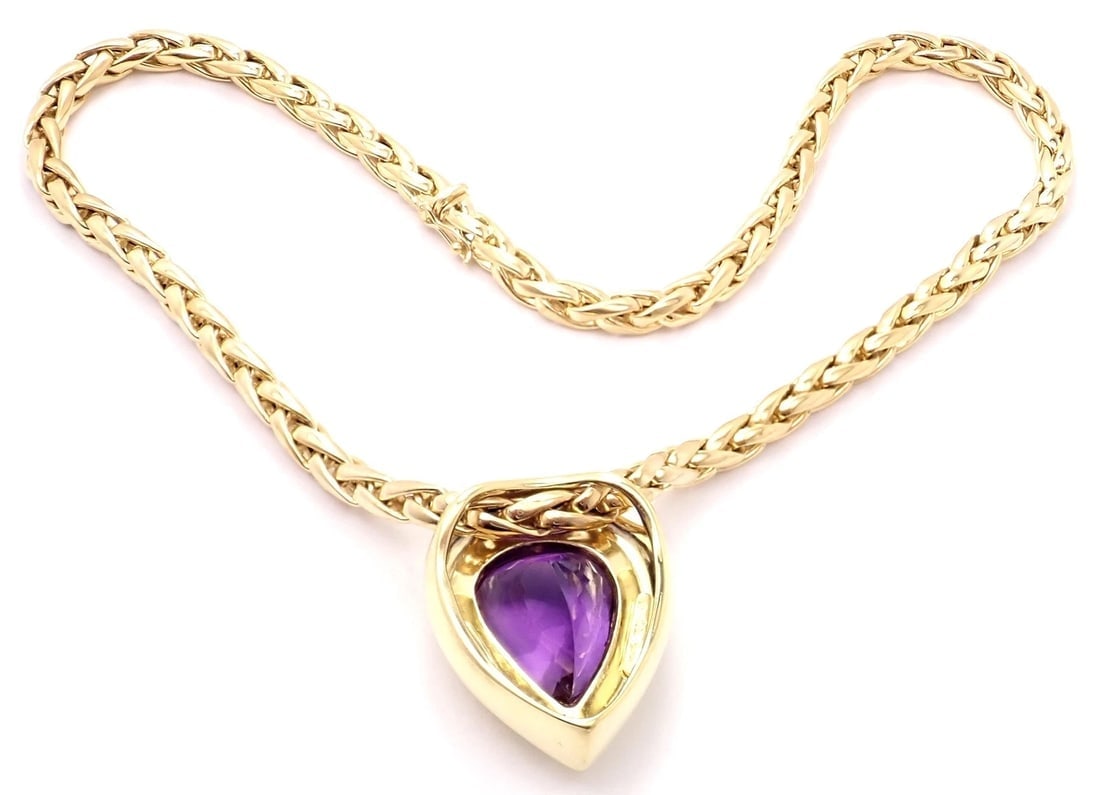 Authentic! Tiffany & Co Paloma Picasso 18k Gold Large Amethyst Pendant Necklace - 7