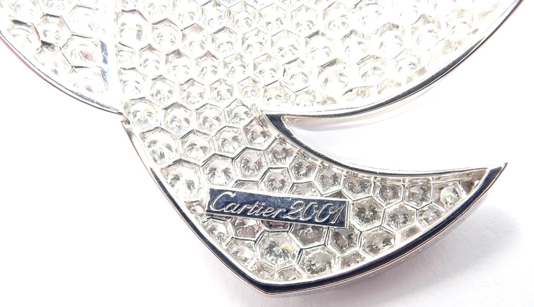 Authentic! Cartier Colombe Dove Of Peace 18k White Gold Diamond Necklace Paper - 8