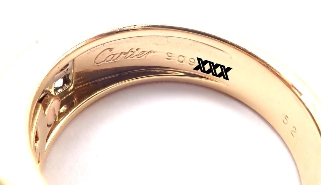 Authentic Cartier Diabolo 18k Yellow Gold Diamond Invisible Ruby Band Ring - 5