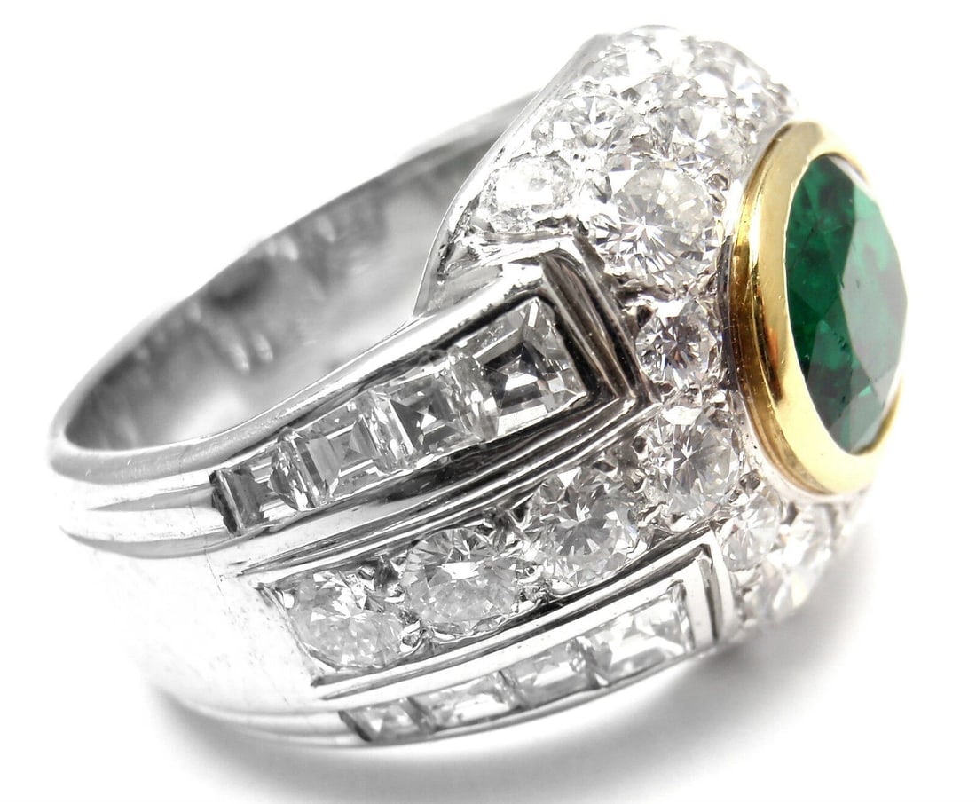 Rare! Authentic Patek Philippe Platinum Diamond Emerald Ring Certificate - 3