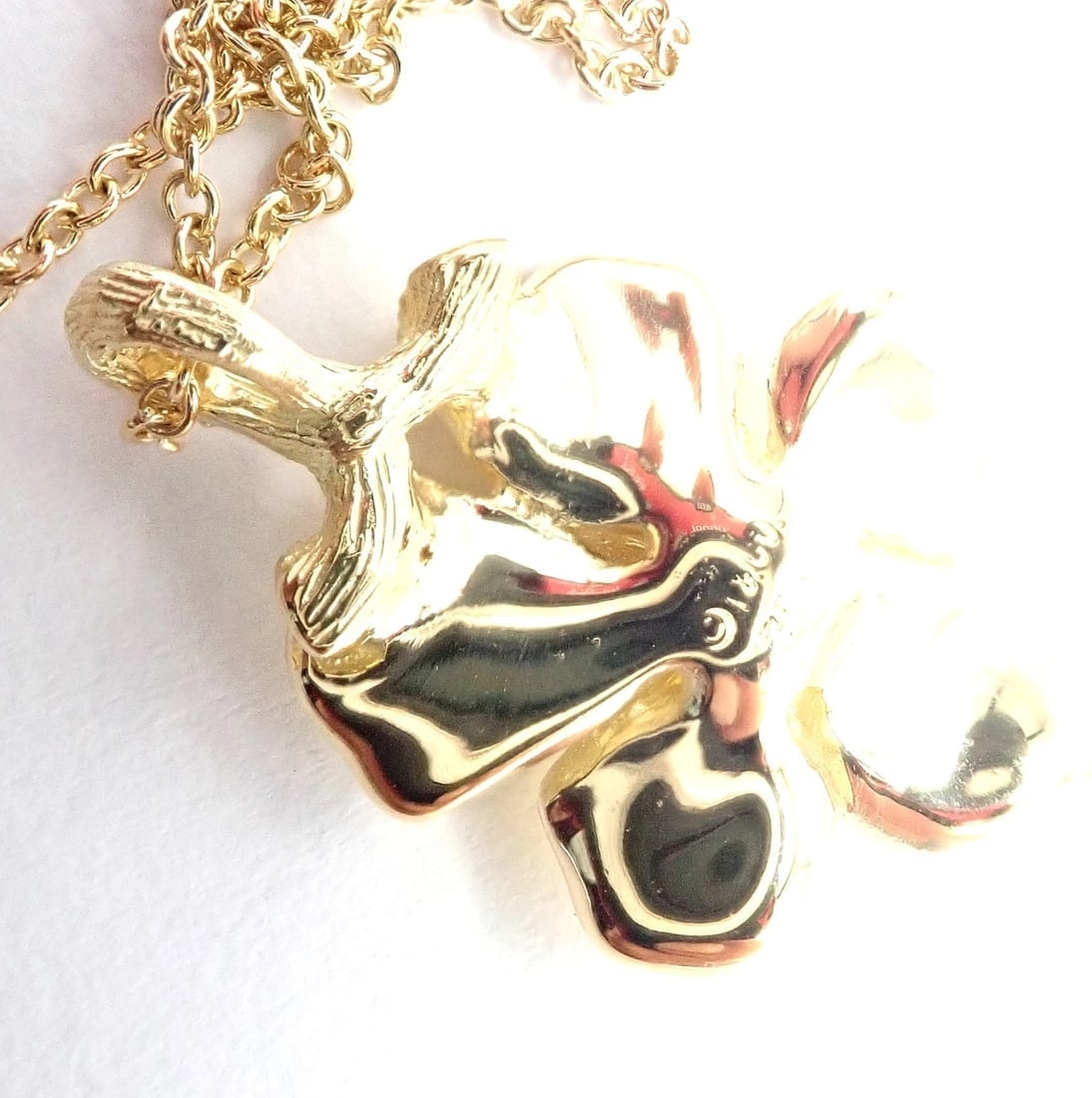 Authentic! Vintage Tiffany & Co 18K Yellow Gold Dogwood Flower Pendant Necklace - 6