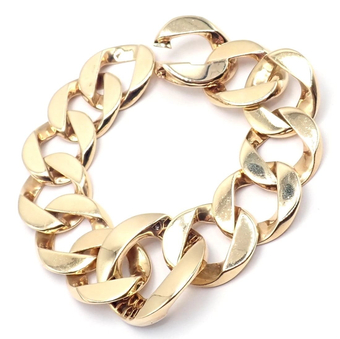 Rare Vintage Tiffany & Co 14k Yellow Gold Diamond Large Heavy Curb Link Bracelet - 12