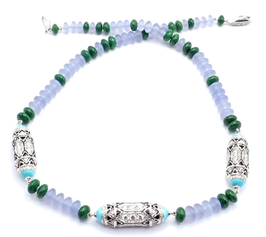 Authentic! Cartier 18k White Gold High Jewelry Géometrie & Contrastes Necklace - 17