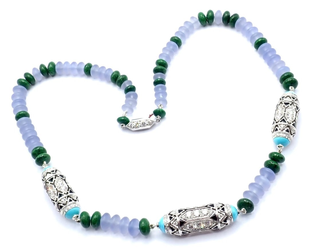 Authentic! Cartier 18k White Gold High Jewelry Géometrie & Contrastes Necklace - 19