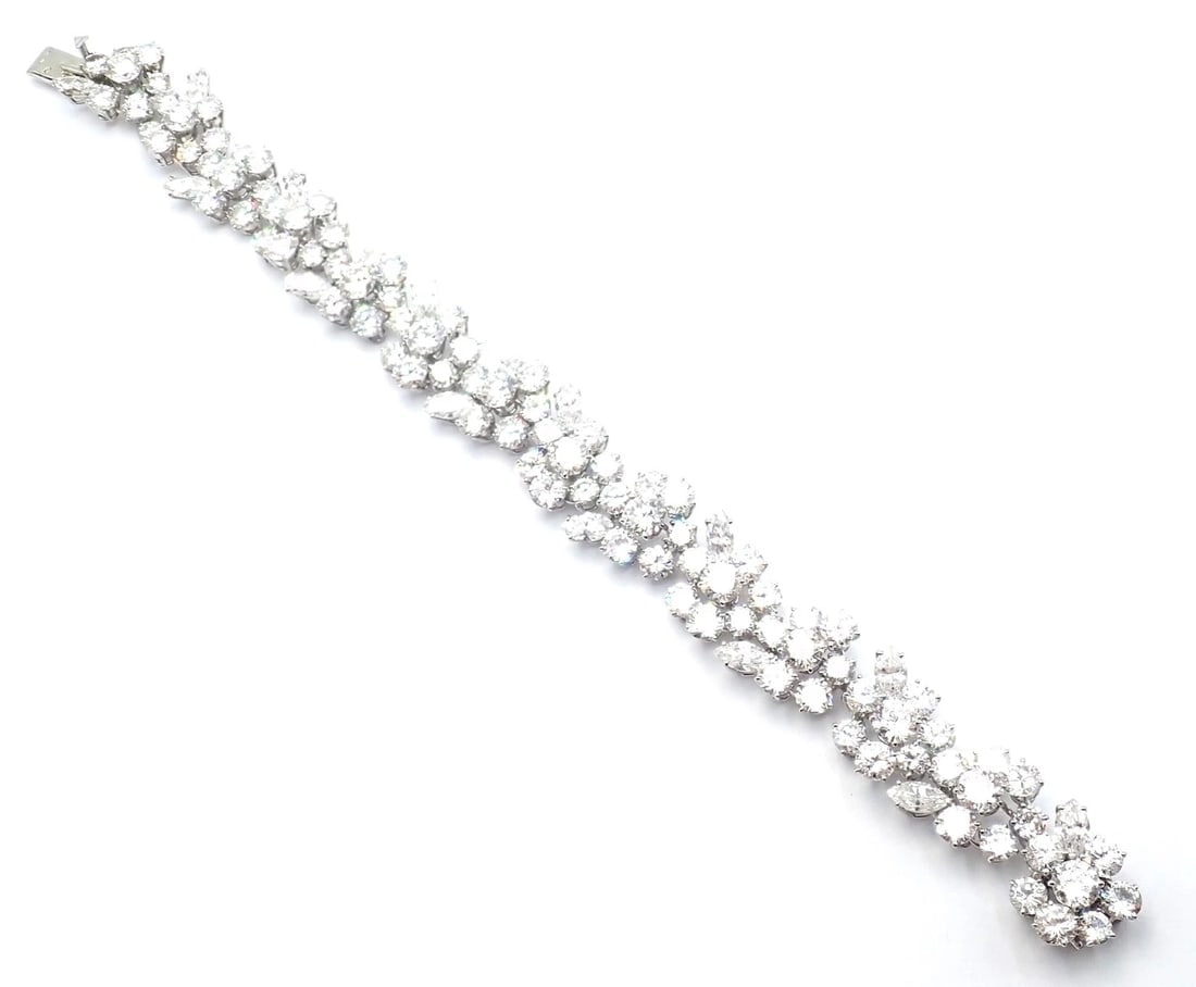 Authentic! Vintage Bvlgari Bulgari Platinum 38ct Diamond Floral Bracelet Paper - 10