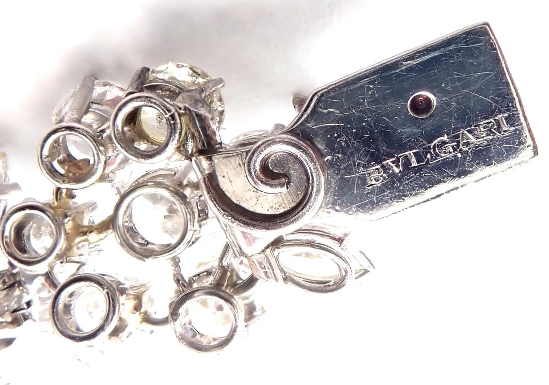 Authentic! Vintage Bvlgari Bulgari Platinum 38ct Diamond Floral Bracelet Paper - 13