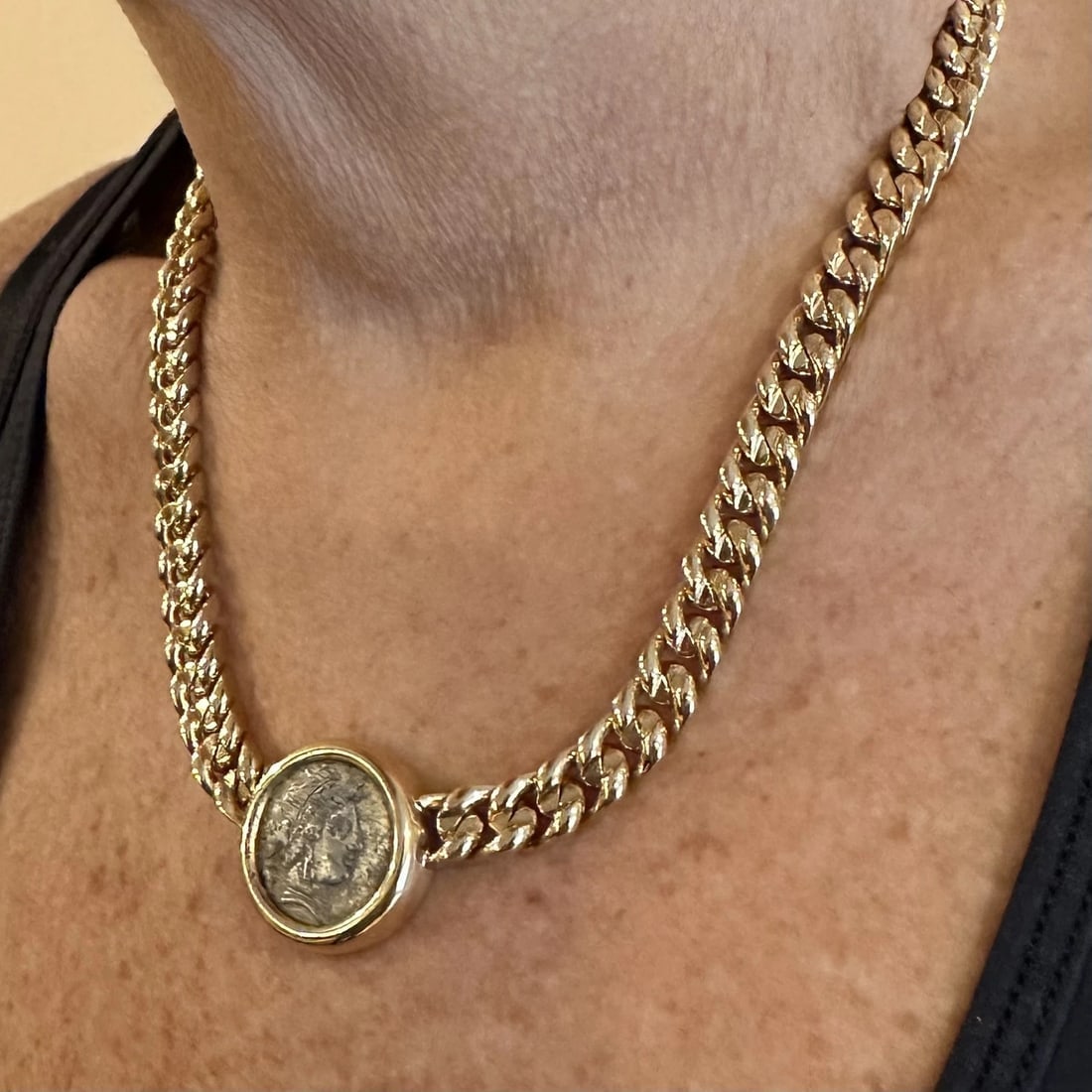 Rare! Bvlgari Bulgari 18k Yellow Gold Antique Coin Monete Link Necklace - 9