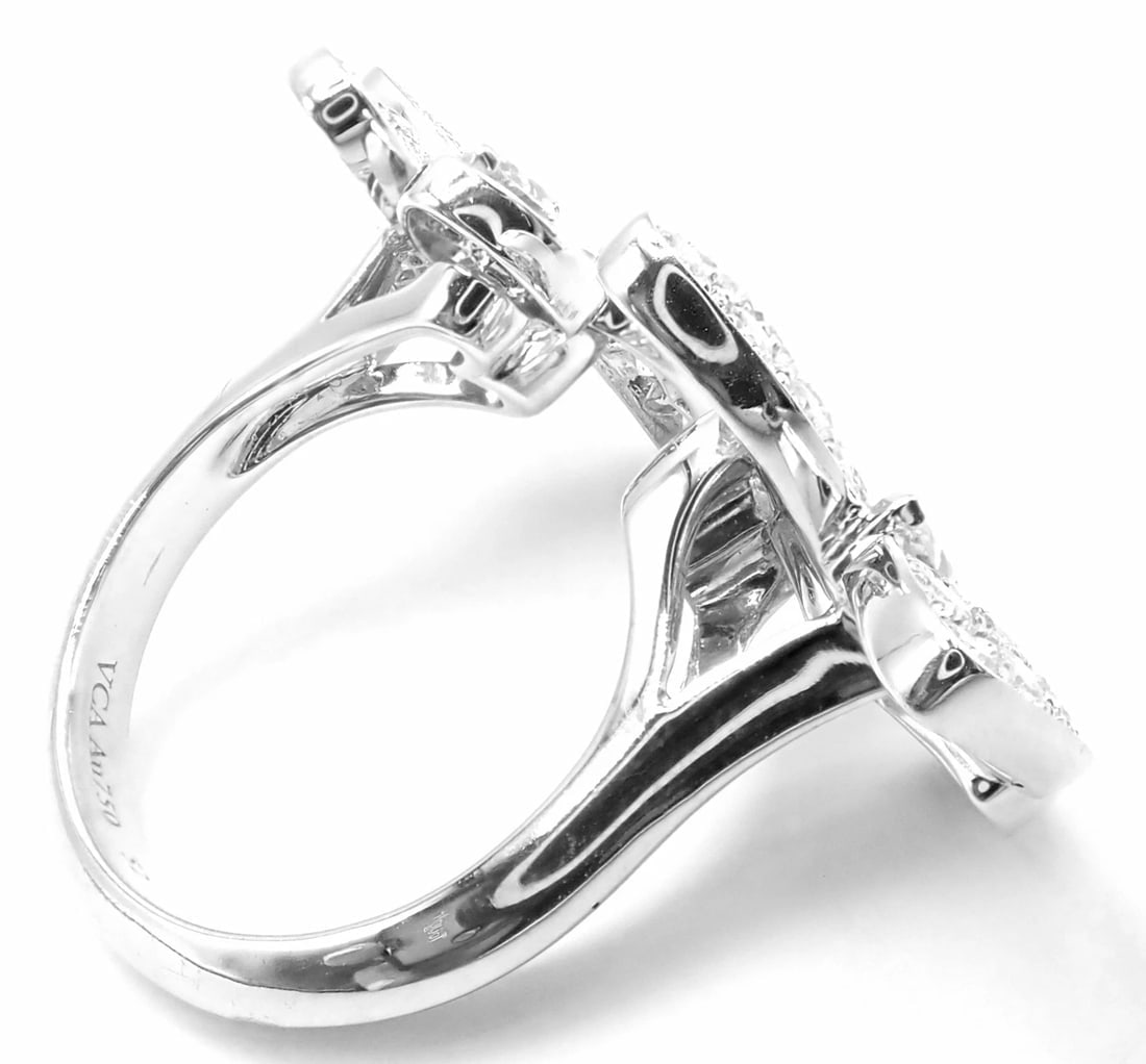 Van Cleef & Arpels 18k White Gold Diamond Two Butterfly Between Finger Ring - 2