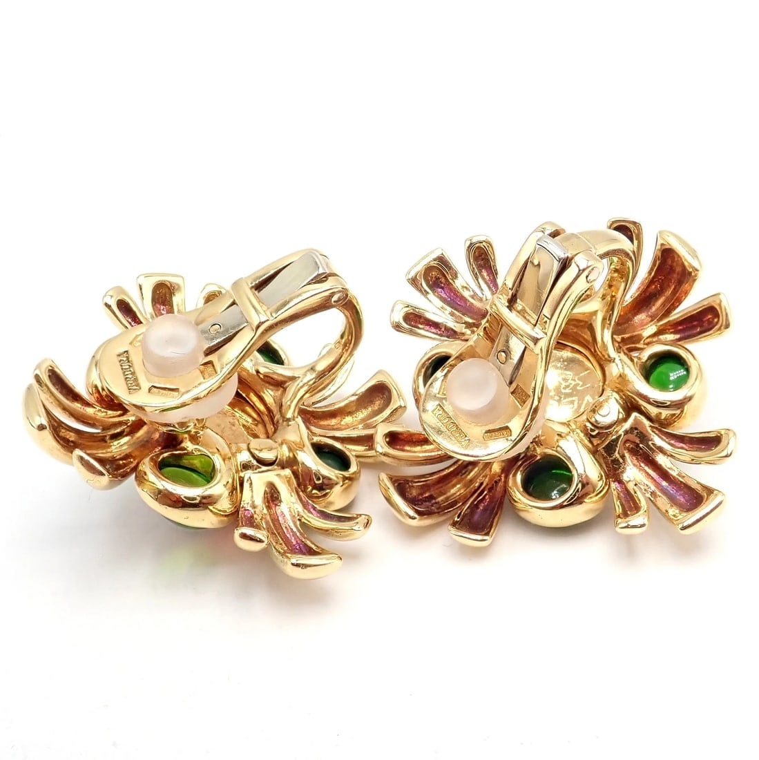 Authentic! Verdura 18k Yellow Gold Citrine Green Tourmaline Vintage Earrings - 6