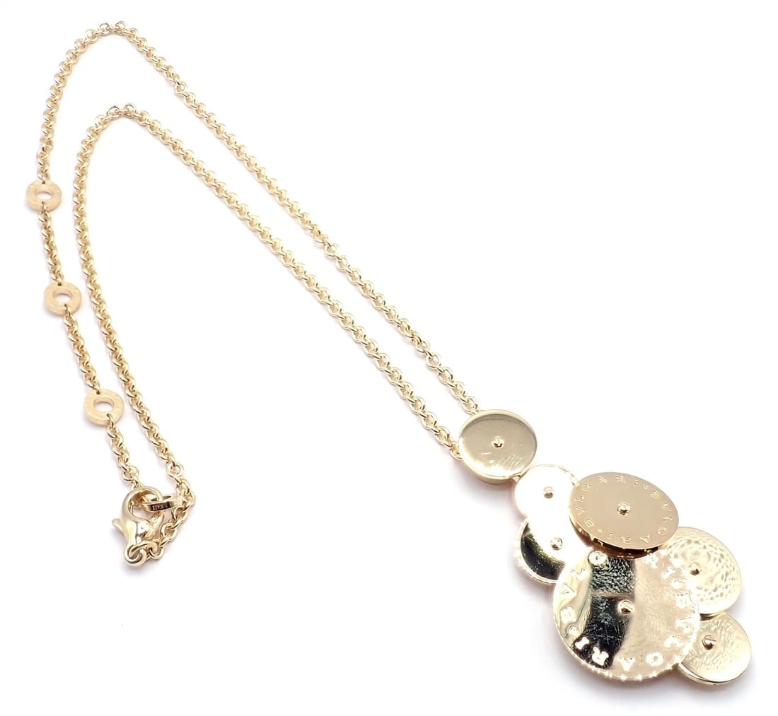 Authentic! Bulgari Bvlgari Cicladi 18k Yellow Gold Large Pendant Link Necklace - 9