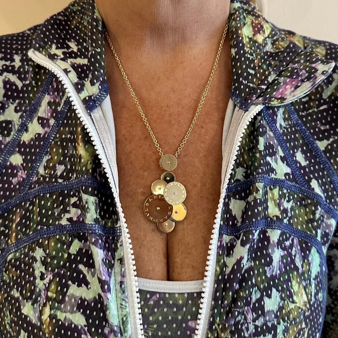 Authentic! Bulgari Bvlgari Cicladi 18k Yellow Gold Large Pendant Link Necklace - 13