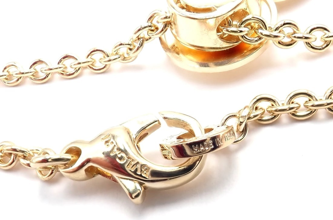 Authentic! Bulgari Bvlgari Cicladi 18k Yellow Gold Large Pendant Link Necklace - 7