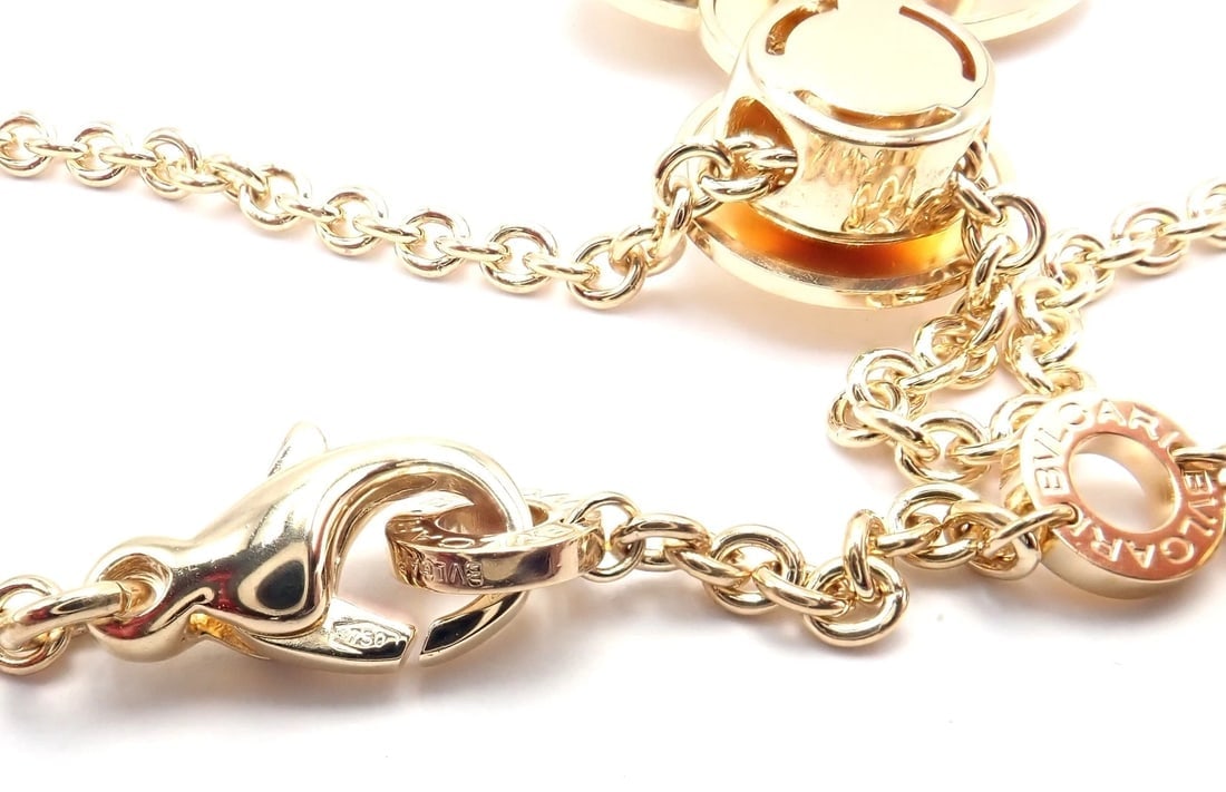 Authentic! Bulgari Bvlgari Cicladi 18k Yellow Gold Large Pendant Link Necklace - 8