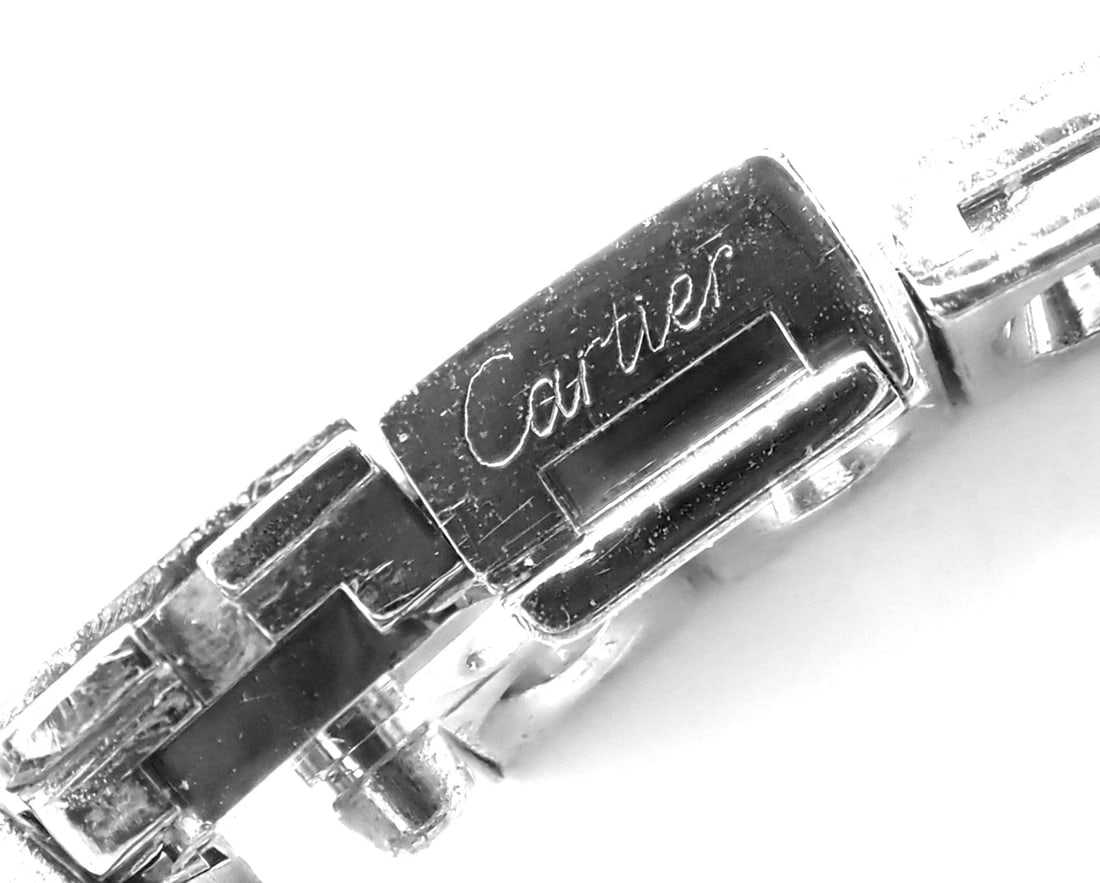Rare! Authentic Cartier Tectonique 18k White Gold Diamond Tennis Bracelet - 10