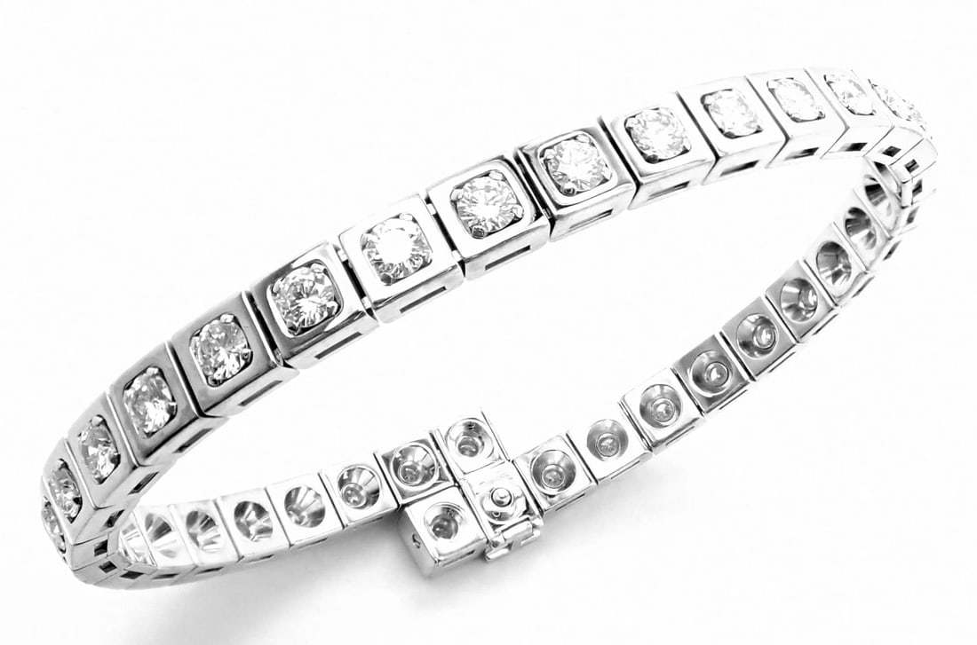 Rare! Authentic Cartier Tectonique 18k White Gold Diamond Tennis Bracelet - 4