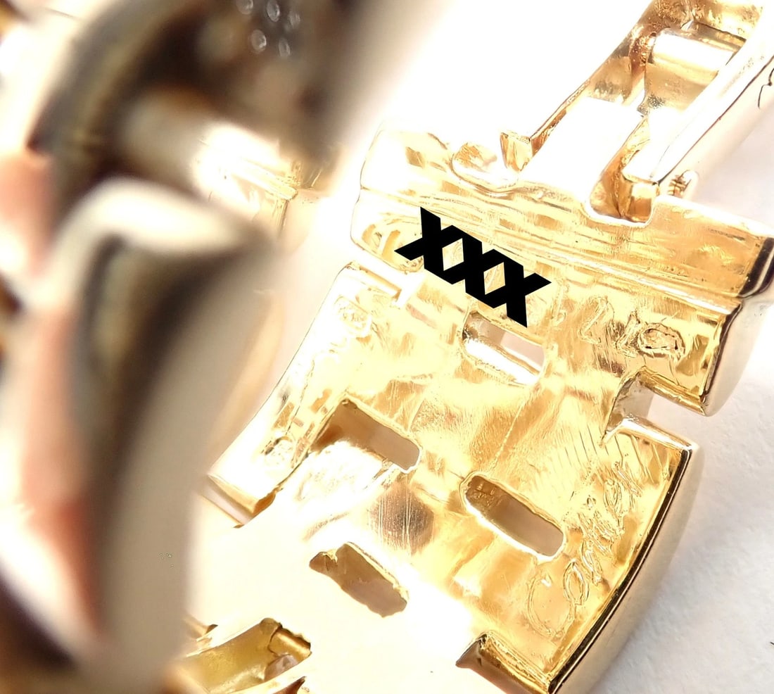 Authentic Cartier Maillon Panthere 18K Gold Diamond Five Row Link Gold Earrings - 12