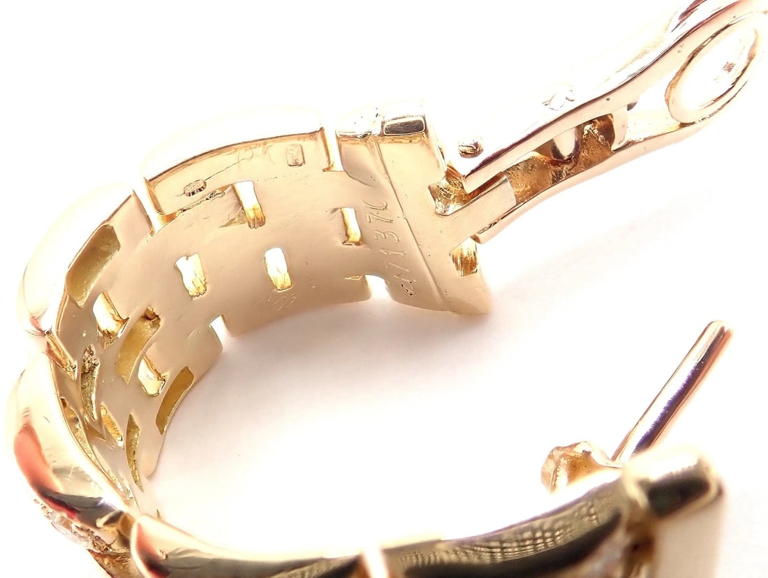 Authentic Cartier Maillon Panthere 18K Gold Diamond Five Row Link Gold Earrings - 13