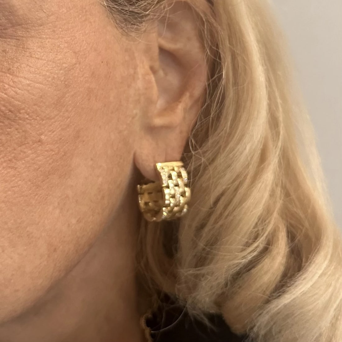Authentic Cartier Maillon Panthere 18K Gold Diamond Five Row Link Gold Earrings - 17
