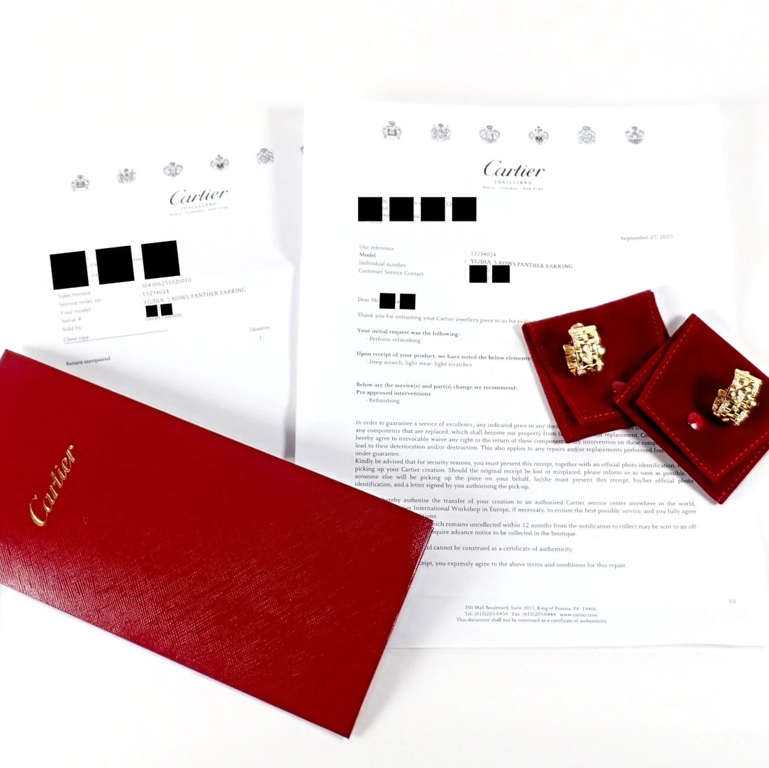 Authentic Cartier Maillon Panthere 18K Gold Diamond Five Row Link Gold Earrings - 5