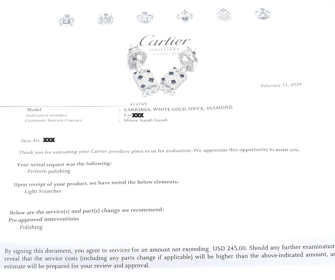 Authentic! Cartier Panthere Panther 18k White Gold Diamond Black Onyx Earrings - 11