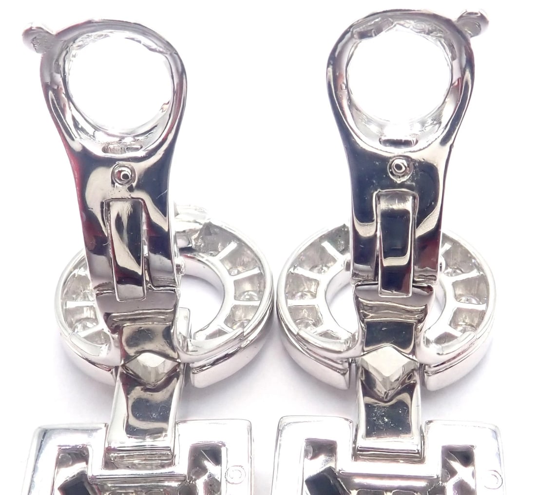 Authentic! Cartier Panthere Panther 18k White Gold Diamond Black Onyx Earrings - 12