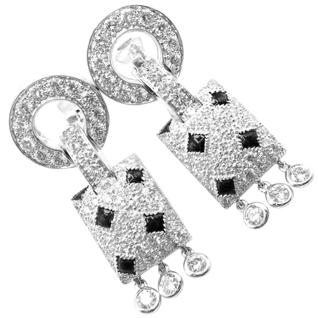 Authentic! Cartier Panthere Panther 18k White Gold Diamond Black Onyx Earrings (1 of 15)