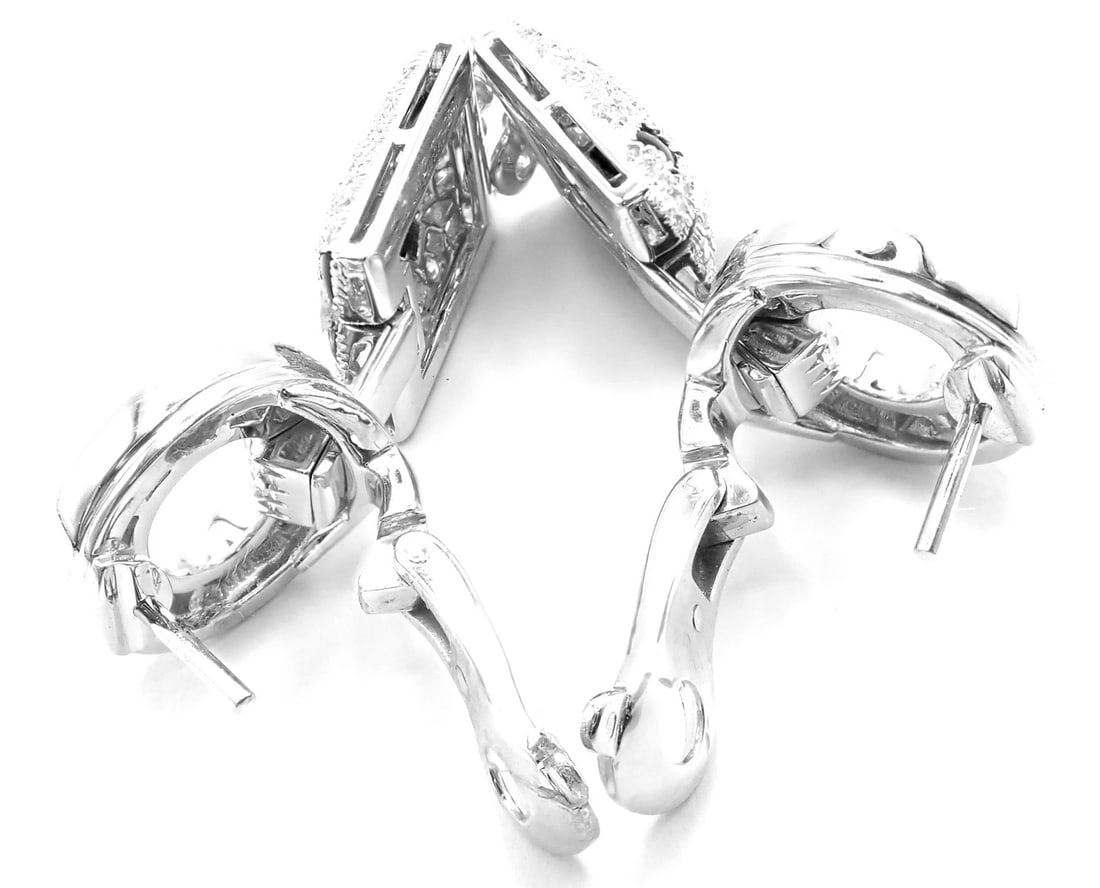 Authentic! Cartier Panthere Panther 18k White Gold Diamond Black Onyx Earrings - 6