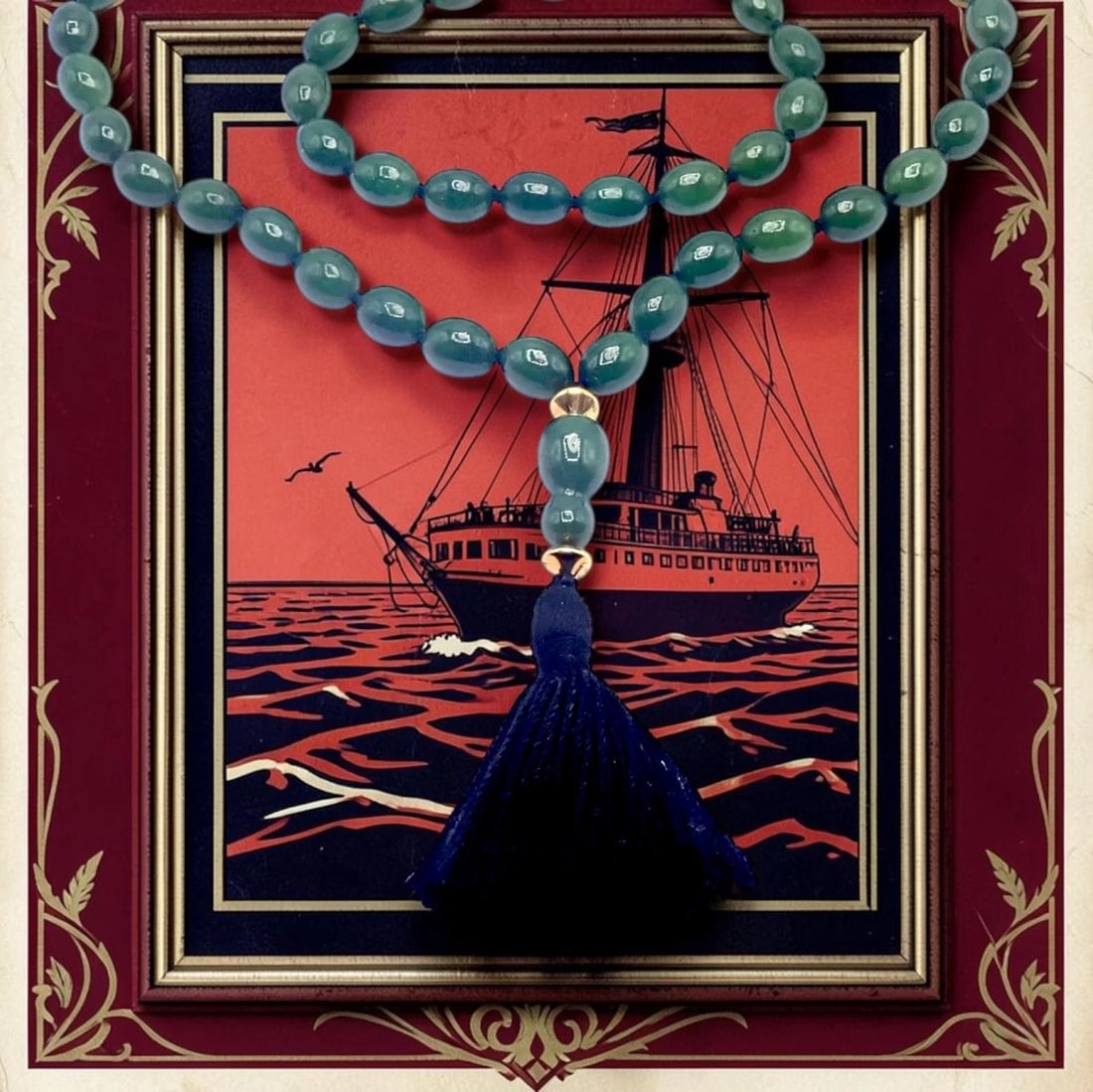 Authentic! Tiffany & Co Cummings 18k Yellow Gold Nephrite Jade Bead Necklace - 2