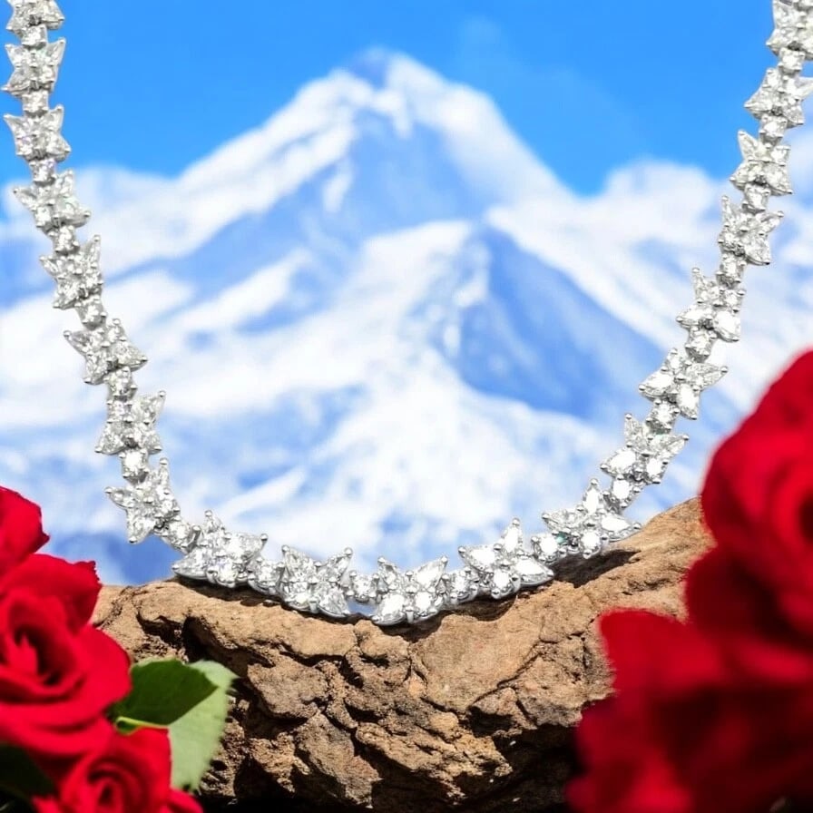 Authentic! Tiffany & Co Victoria Platinum 15.83ct Diamond Mixed Cluster Necklace - 2