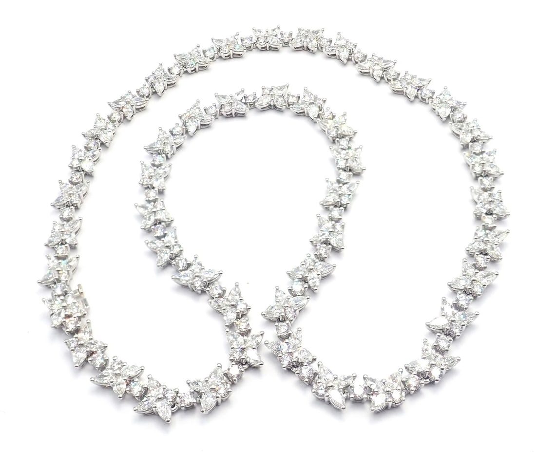 Authentic! Tiffany & Co Victoria Platinum 15.83ct Diamond Mixed Cluster Necklace - 3