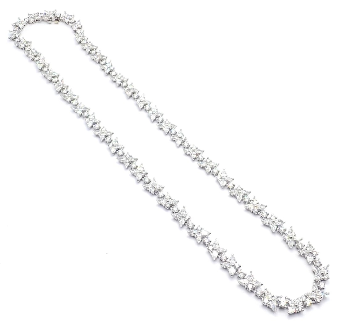 Authentic! Tiffany & Co Victoria Platinum 15.83ct Diamond Mixed Cluster Necklace - 4